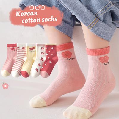 5 Pares 1-16 Años Niñas Algodón Calcetines Media Caña Ropa Infantil Para Otoño Clásicos Calcetines Deportivos Moda Alta Elasticidad