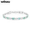 WOSTU Authentic Luxury Multi-color Zircon Bracelet Rose Gold Color Chain Link Bracelet for Women Birthday Crystal Jewelry