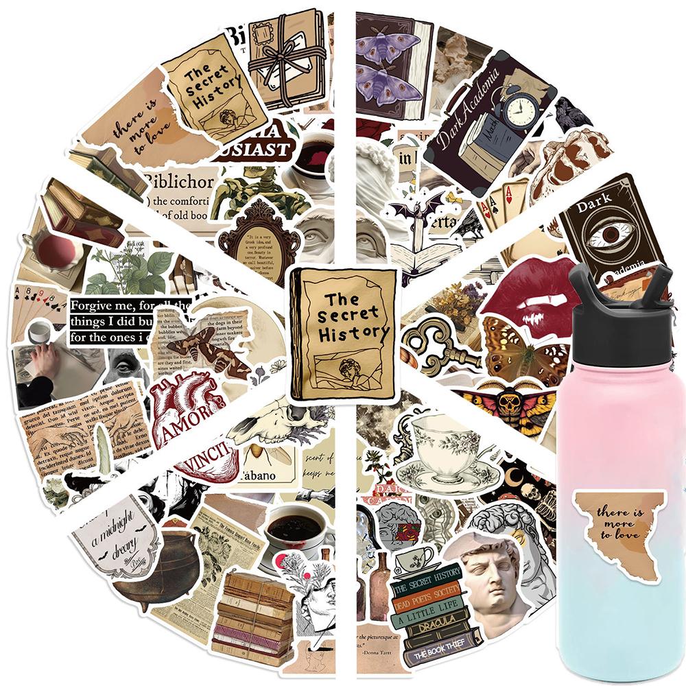 10/30/50/100pcs Retro Dark Academia Stickers Cool Waterproof Cartoon Graffiti Decals DIY Journal Fridge Suitcase Vintage Sticker