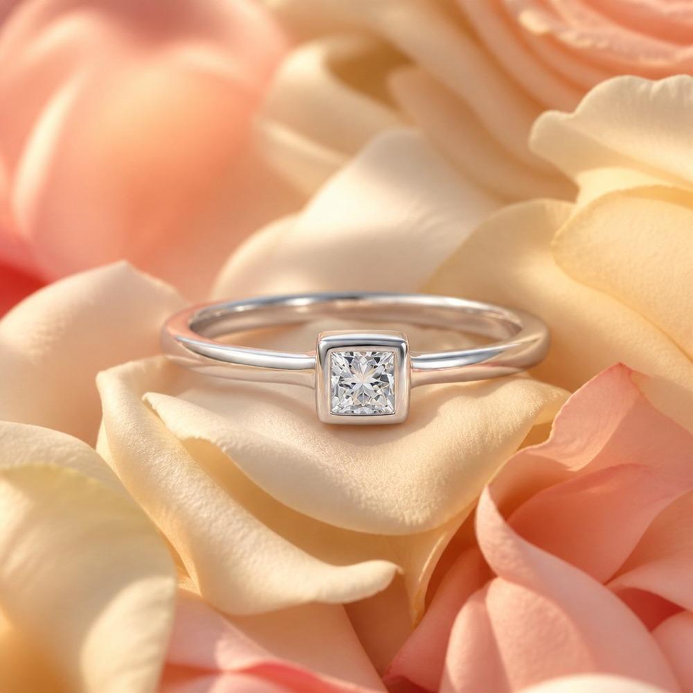 Mosan Moissanite 925 Silver Luxury Gemstone Ring 30 Points Total Weight 1.3g Champagne Jinmei Code Closed 5-6-7-8-9 MS-JZ032