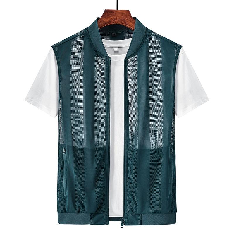 Men's Summer Comfortable Breathable Mesh Vest Large Size Casual Solid Color Workwear Top