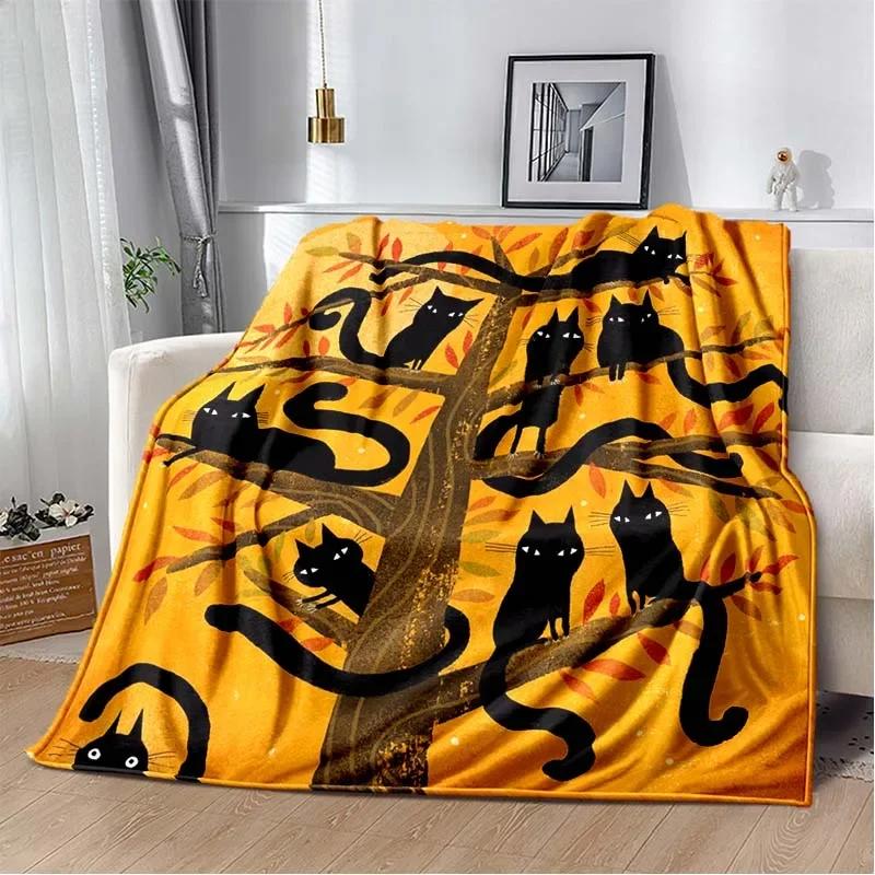 9 Cute Cat Cartoon Soft Flannel Fluffy Throw Camping Blanket for Children Sofa Throw Thin Blanket Fashion Gift