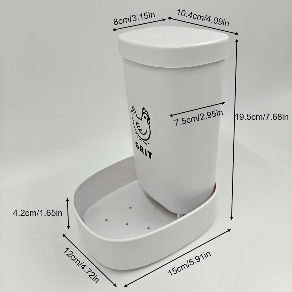 

Кормушка для кур 2-компонентная кормушка для куриных ракушек, диспенсер для гравия, непросыпающаяся кормушка для птицы для гравия, ракушек, настенная белый