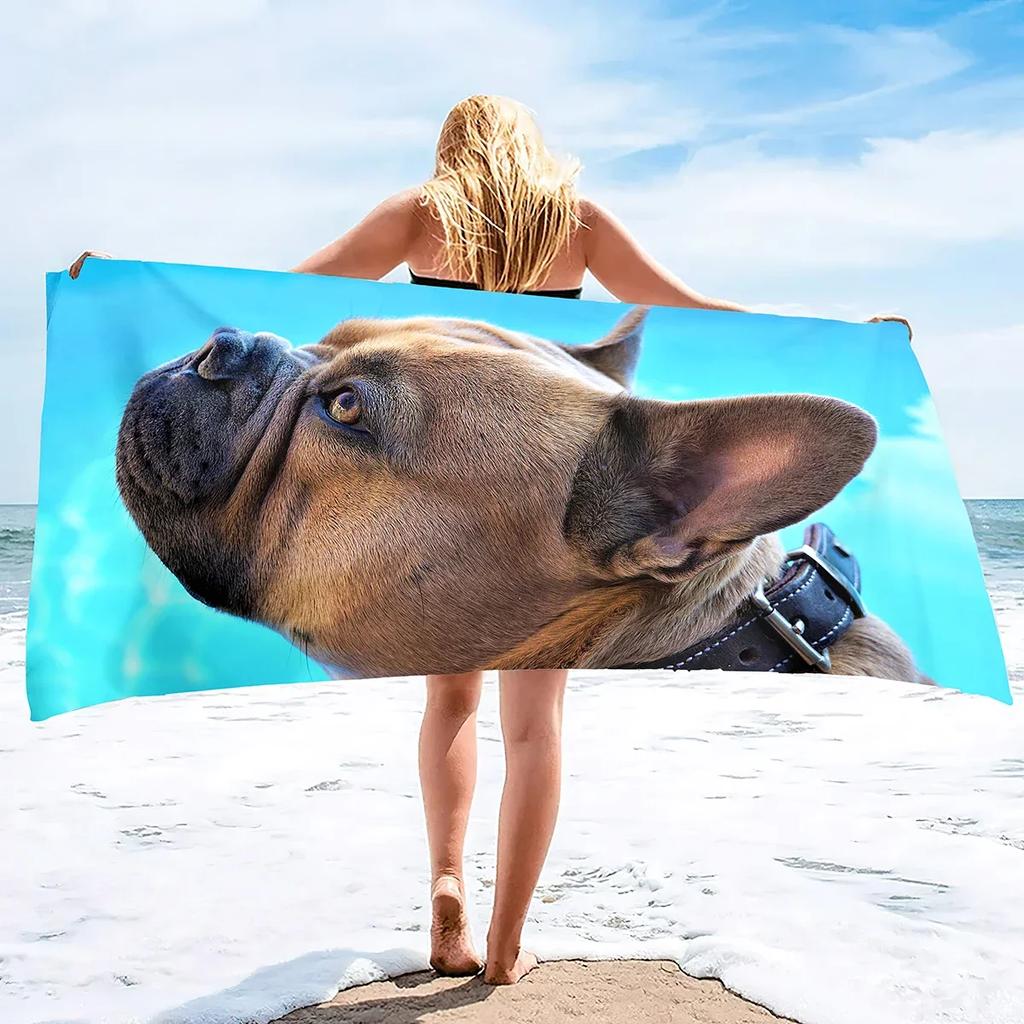 Asciugamani da Spiaggia e da Bagno con Fantasia Bulldog Francese, Grandi Dimensioni, Asciugamano da Viaggio, Piscina e Uso Interno, per Adulti e Bambini, Super Assorbenti