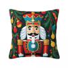 Merry Christmas Nutcracker King Pillowcase Printed Fabric Cushion Cover Gift Pillow Case Cover Home Square 45X45Cm