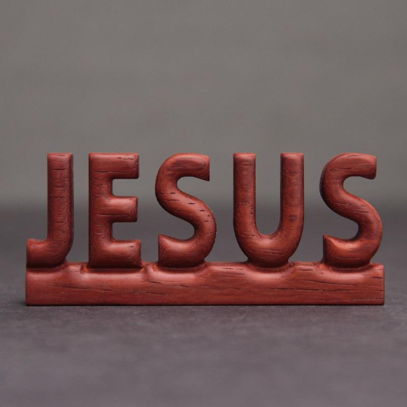 Simple Red Rosewood Hollowed Out Carving Jesus Cross Home Accessories