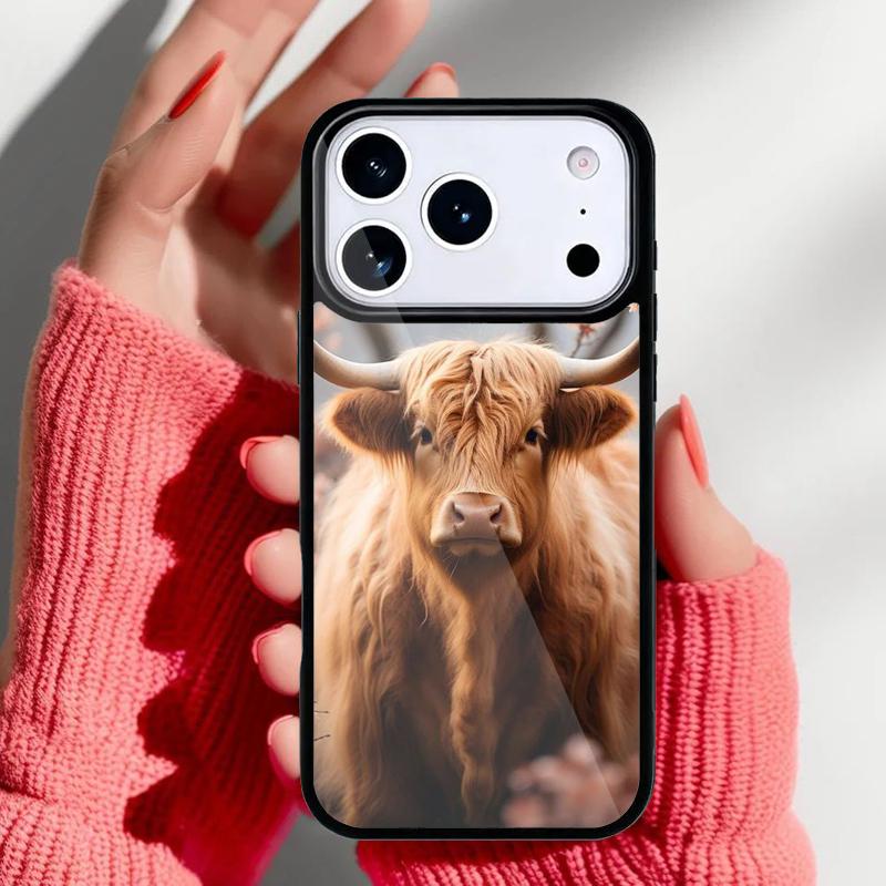 Cute Highland Cow Phone Case for iPhone 17 16 15 14 13 Pro Max Back Cover for 12 11 Pro Coque