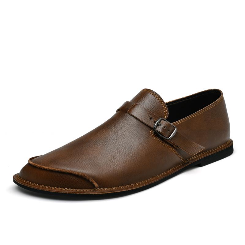 New Designer Loafers for Men Solid Color Casual Shoes Genuine Leather Slip on Flats Fashion Male Business Shoes Driving Footwear