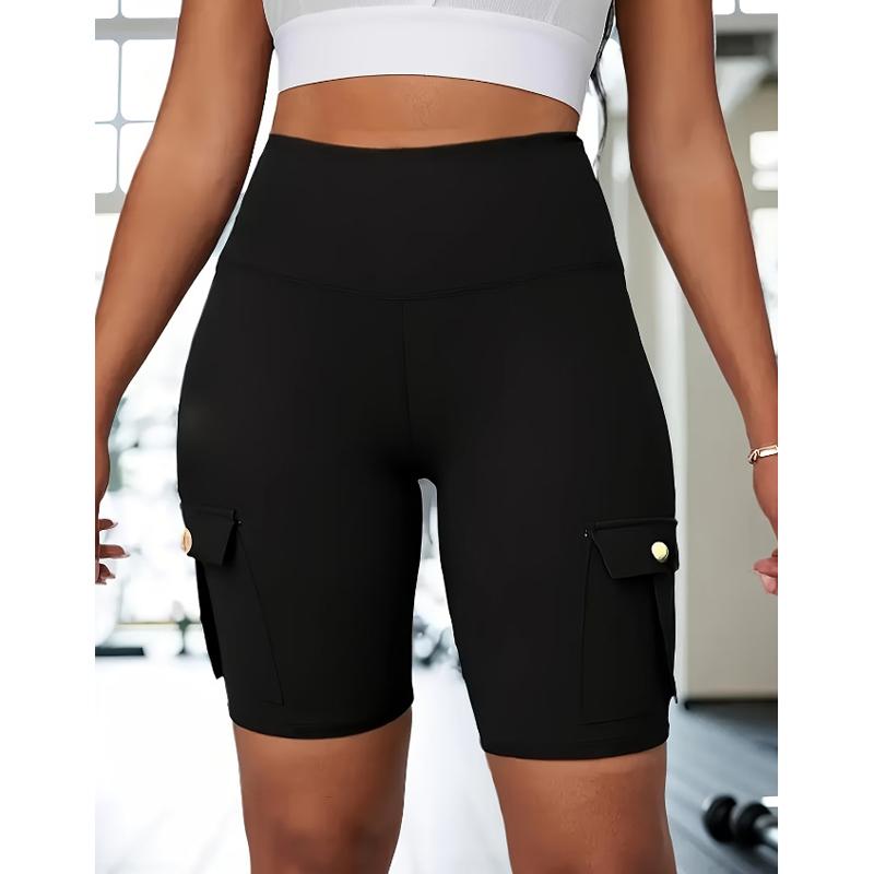 Pantaloncini da Allenamento da Donna a Vita Alta con Tasche Cargo Asciugatura Rapida Controllo Addome Yoga Biker Shorts per Palestra
