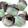 7 Pcs Black Green Golden Number Sharp Edge Resin Dice Polyhedral Dice Suitable for Role-Playing RPG    Board Game