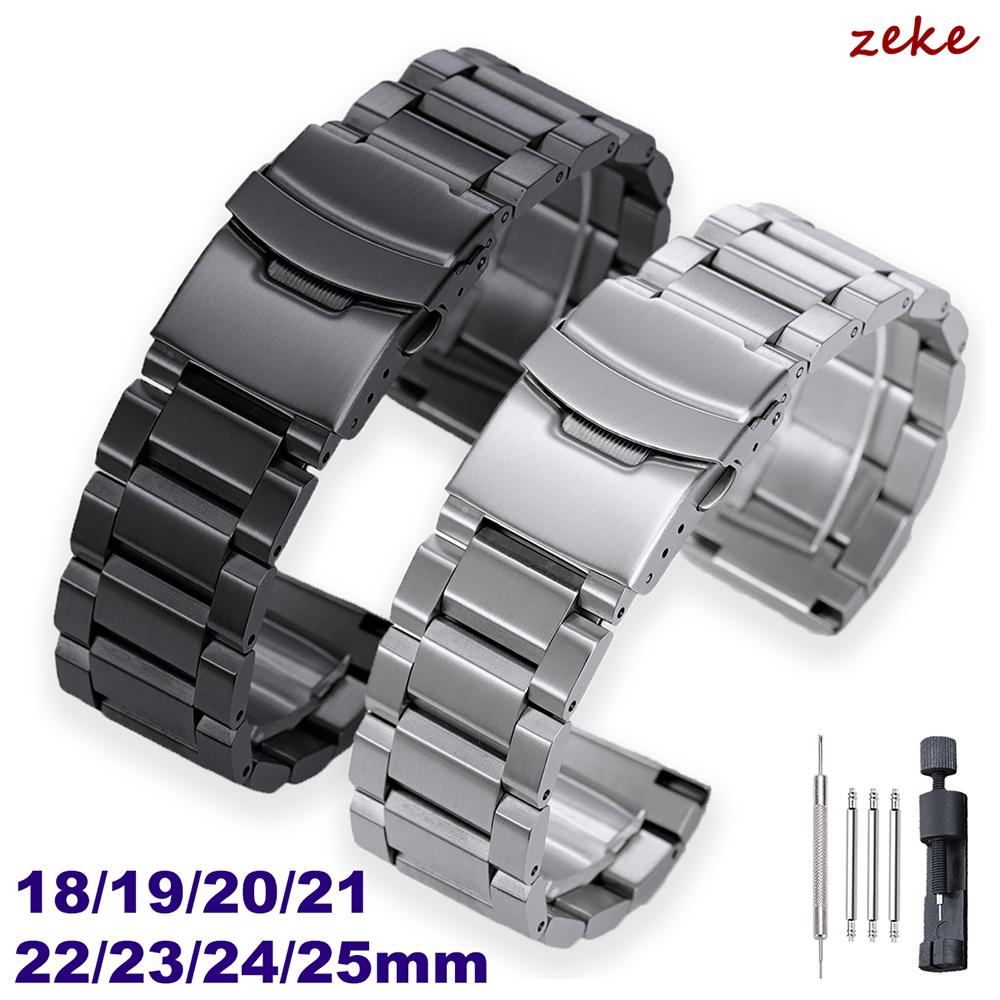 Massives Edelstahl-Uhrenarmband Schwarz Silber Armband 18mm 20mm 22mm 19/21/23/24/24mm Armband Kompatibel für Samsung Galaxy Watch