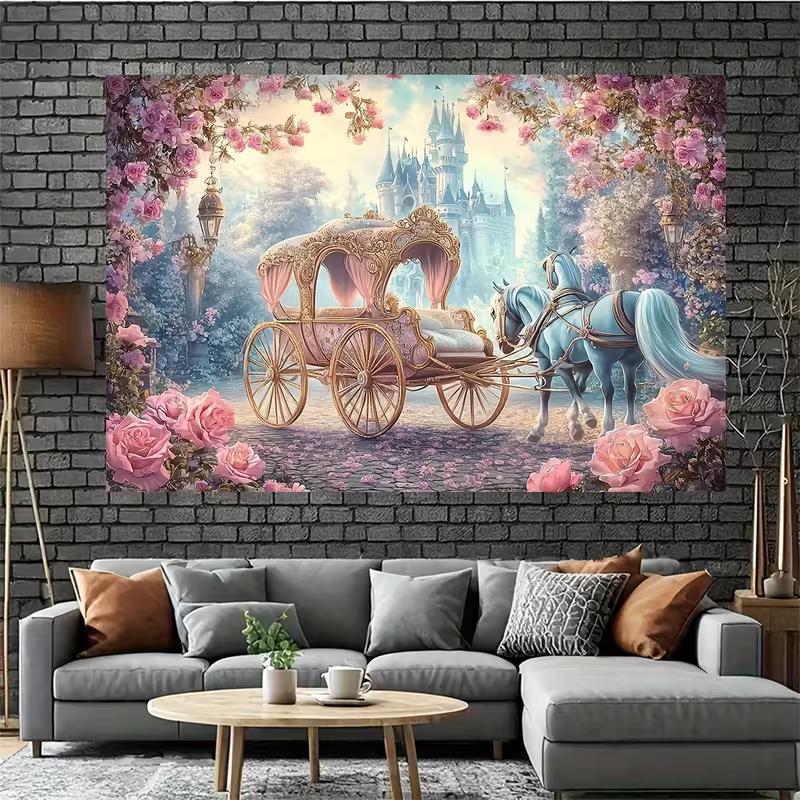 2D Pink Castle Backdrop Princess Party Photography Background
