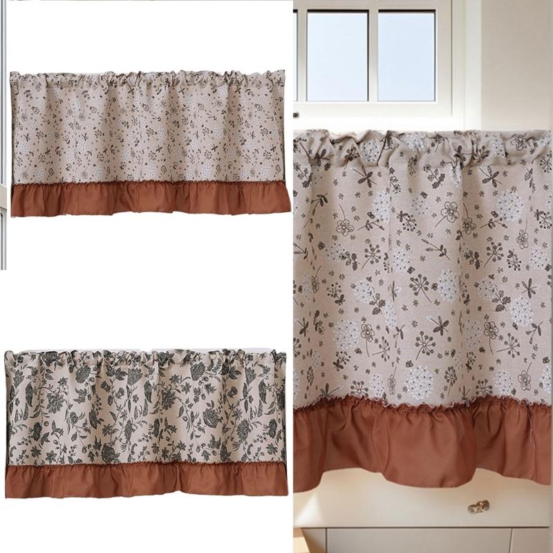 Retro-Stile Florale Designs Kurzer Vorhang Atmungsaktive Transparente Fensterdekorationen für Wohnzimmer Küche Schnelle Montage