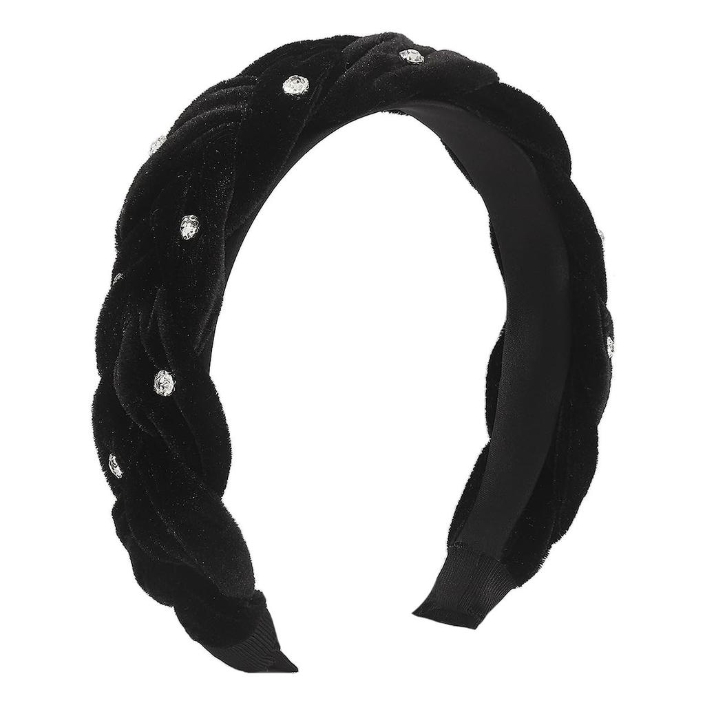 Avance Headband Hairband Cute Popular Hair Accessory Velvet Pearl Black Women's (C)