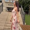 2025 Sommer Europäisches & Amerikanisches Damen Sexy Hochgeschlitzt Schlankmachendes Druckkleid