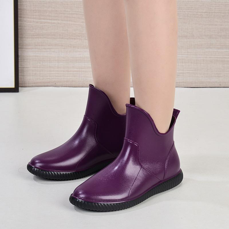 Women's spring and autumn short tube waterproof shoes rain shoes non-slip warm rain boots car wash kitchen thickened wear-resistant rubber shoes