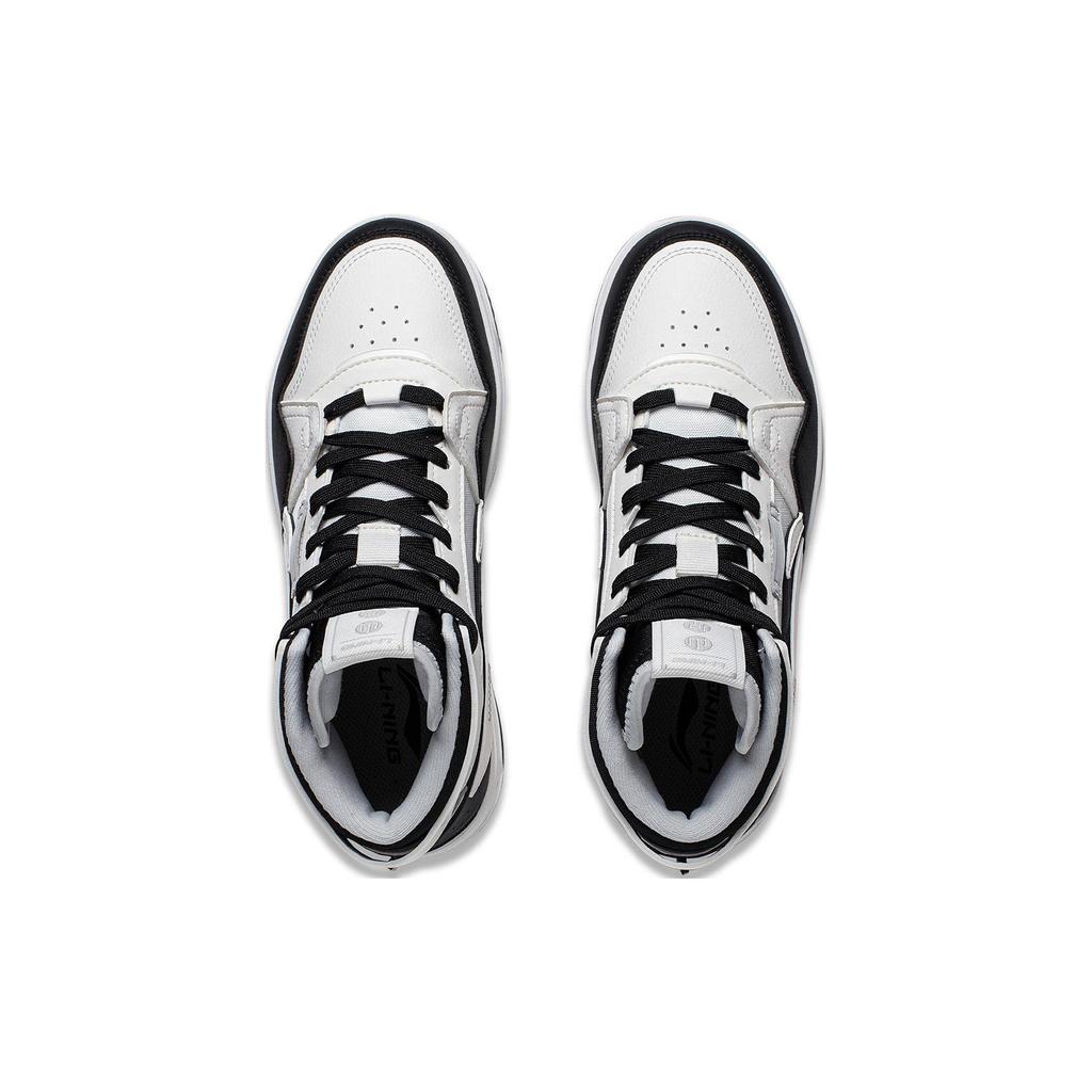 Li Ning Mountain Origin 2.0 Slip Resistant Abrasion Resistant High top Skateboard Shoes Women's Black White AGCT346-1
