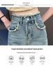 Women's High-Waisted Retro Wide-Leg Jeans, Floor-Length Frayed Straight-Leg, Spring/Autumn 2024.