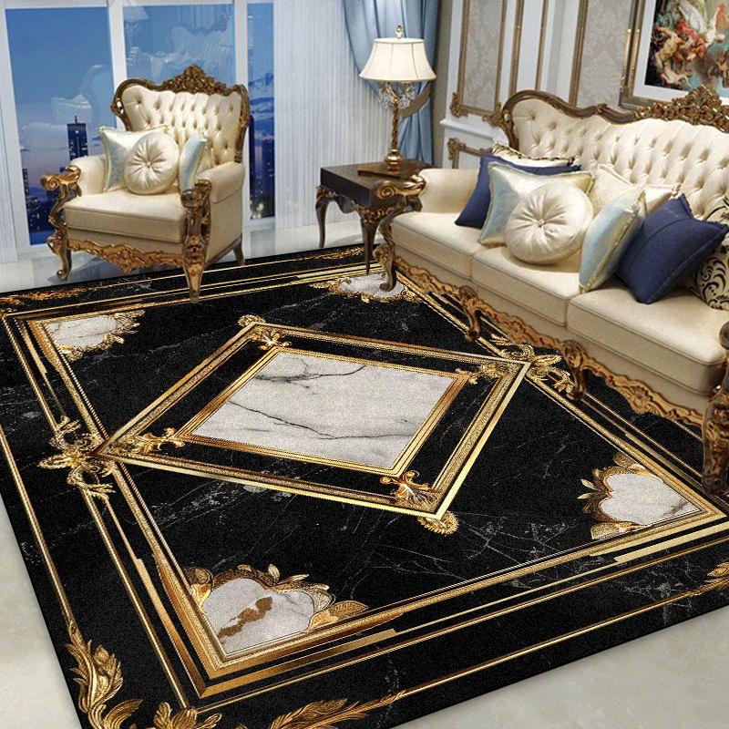Luxurious Style European Carpet for Livinng Room Marble Decoration Home Large Area Rugs for Bedroom Cloakroom Non-slip Floor Mat