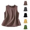 Women's Ruffled Collar Cotton And Linen Vest