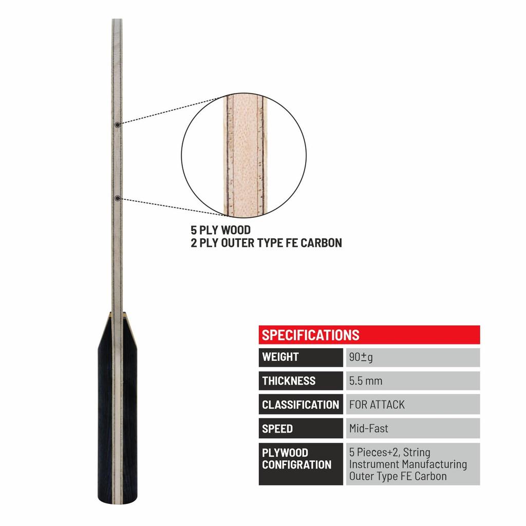 Nittaku Stolní tenisová pálka Accor Carbon Inner Shakehand Útočná Speciální materiál Flare NC-0403