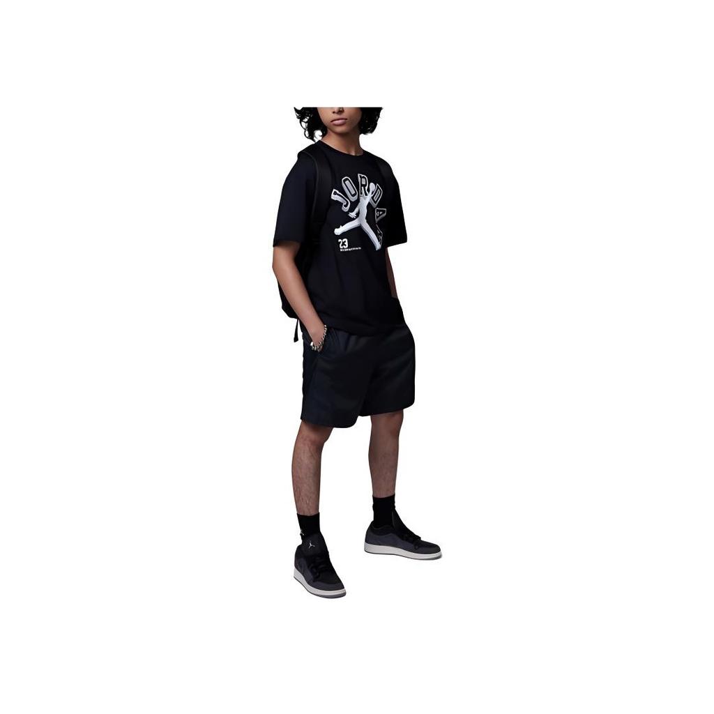 Jordan Varsity Jumpman Graphic Print Casual Crew Neck T-Shirt Kids Tops Black White FV2530-011