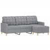 3 Seater Sofa with Footstool Light Grey 180 Cm Fabric