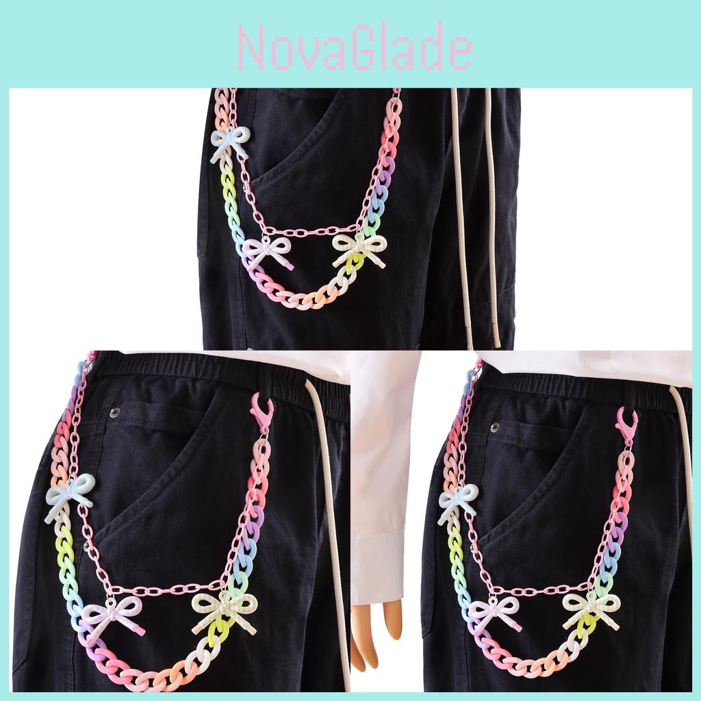 Punk Style Metal Waist Chain With Colorful Acrylic Butterfly For Youth And Teens