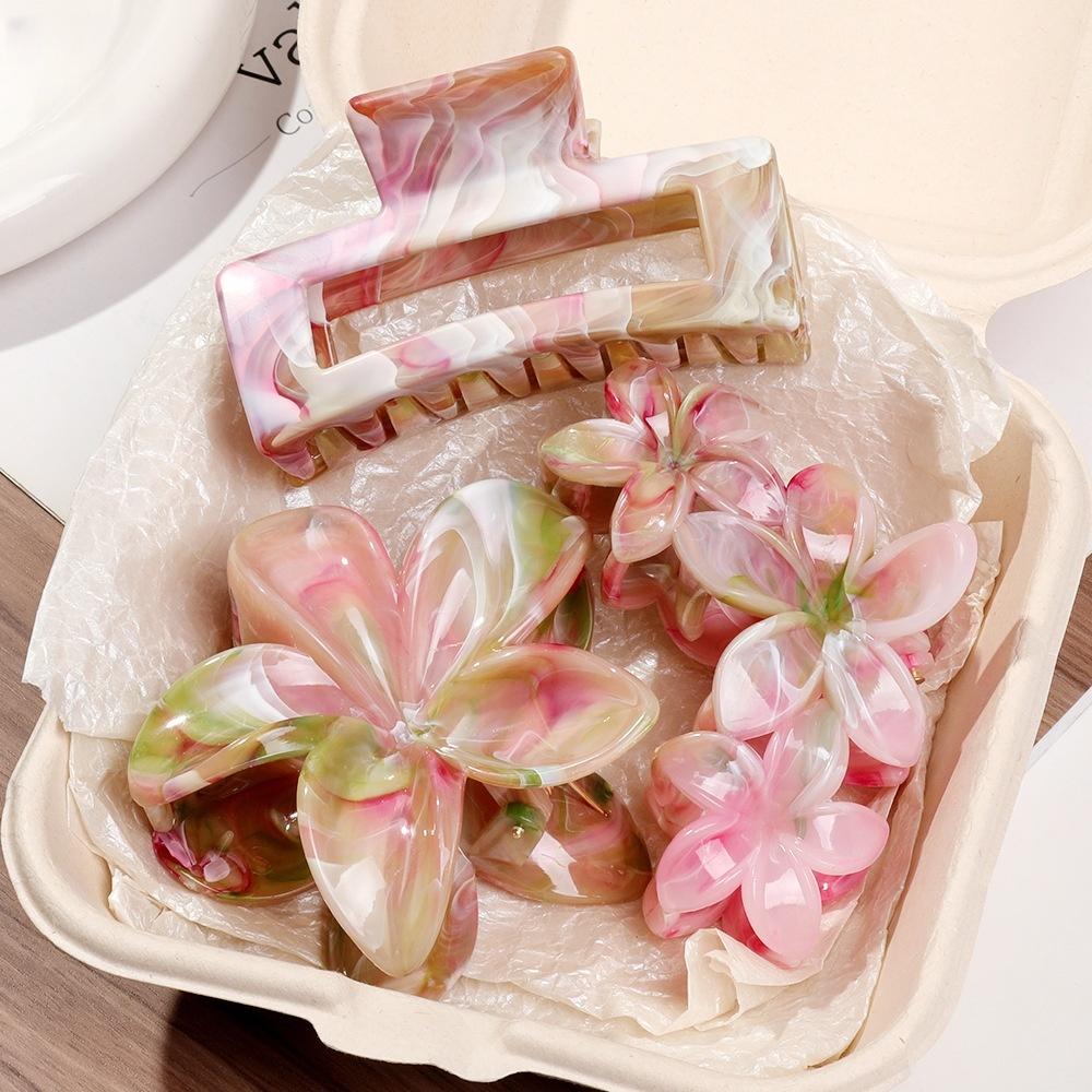 3Pcs Marble Flower Hair Clips Crab Vacation Bohemia Egg Women Hair Claws Barrettes Girls Large Hairpins Hair Accessories