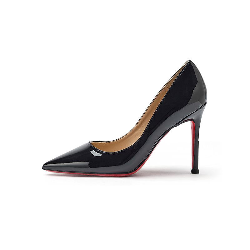 Augustine black high heels new autumn French pointed thin heels commuter professional shallow mouth single shoes