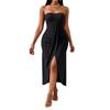 Women's Strapless Cutout Asymmetrical Dress Irregular Hem