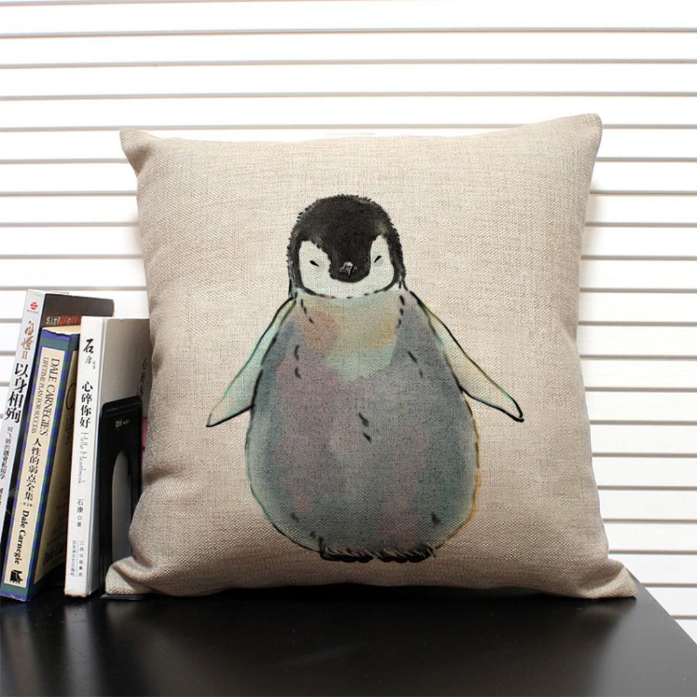Cute Cartoon Animal Cushion Cover Funny Penguin Pillow Case Bedroom Living Room Sofa Decoration Pillowcase 45x45 Children's Gift