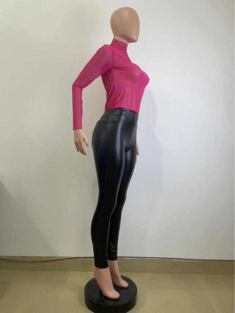 Y6011 High-Waisted Slimming Matte PU Leather Pants for Women - Autumn/Winter Collection