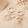 Combination Ring, Fashionable Pearl Dot Diamond Leaf Chain 5-Piece Set Ring For Women