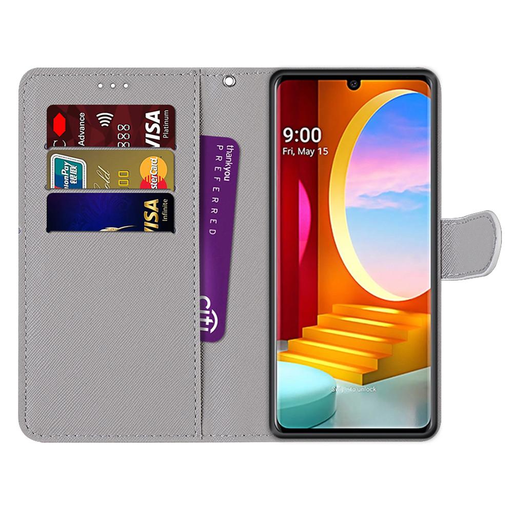 LG Velvet için Lüks Boyalı Deri Kılıf Cüzdan Kitap Tarzı Koruyucu Kapak