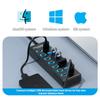 KEBIDUMEI USB HUB 7 Ports USB3.0 Splitter 5Gbps with Individual Switch Power Adapter for Laptop USB Ports Extender USB-C Docking