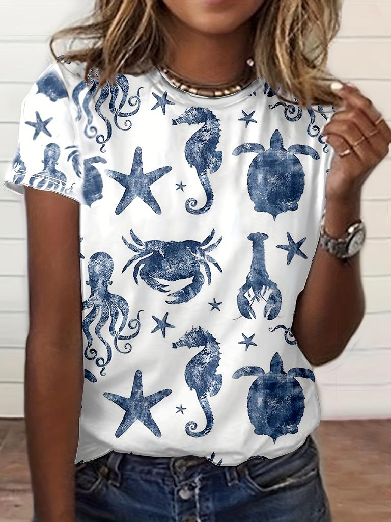 Summer Fashion Peacock Flower 3D Print T-Shirts Women Casual Short Sleeve T Shirt Streetwear Round Neck Tees Top Female Clothing