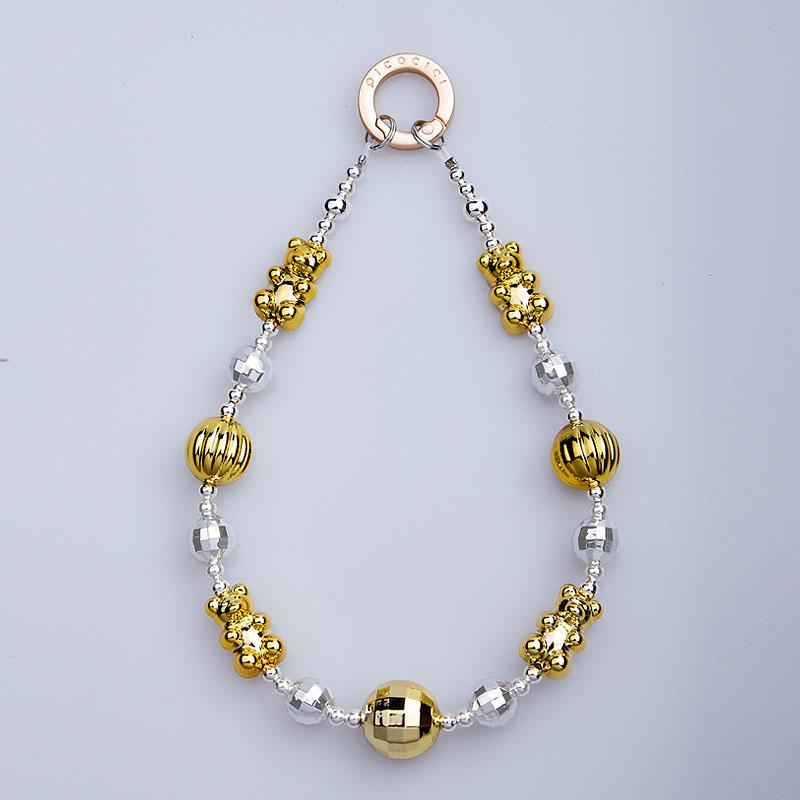 PICOCICI Electroplated Cartoon Bear Decor Phone Anti-drop Wrist Band Beaded Bracelet