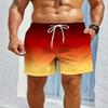 Gradient print men's casual fashion sports shorts loose and comfortable gym men's swimwear beach shorts