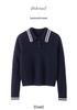 Women's Contrast Color Cashmere Polo Neck Sweater - Autumn & Winter Collection