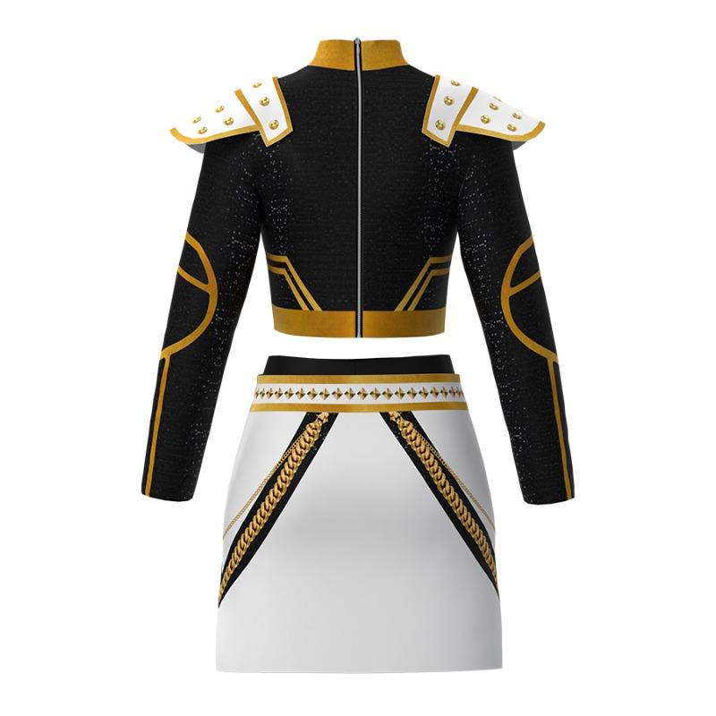 Girls POP Singer Rumi Stage Performance Printing Outfit Halloween Cosplay Costume for Carnival Party Pretend Game Role Playing Dress Up Suit