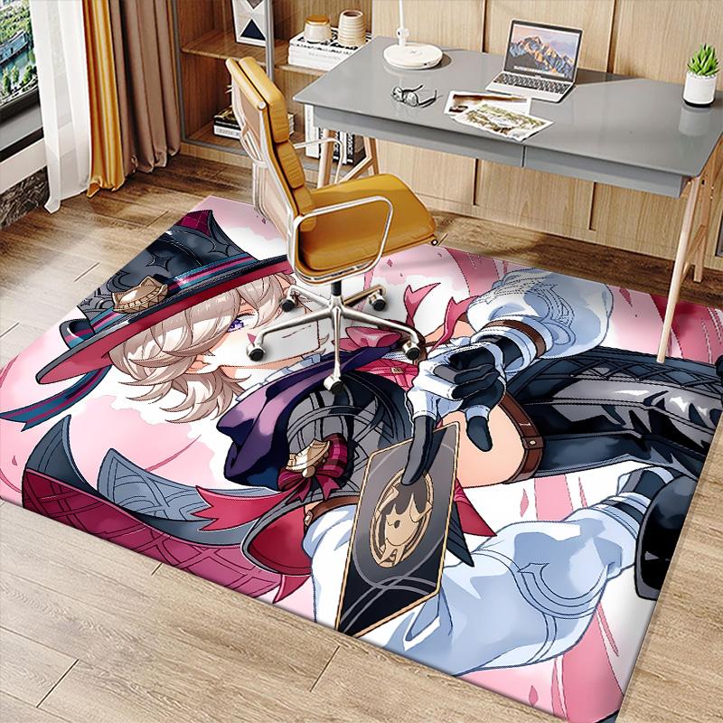 Genshin Impact Lynette Printed Absorbent Washable Carpet, Non-Slip Bathroom Mats, Kitchen Rugs, Yoga Mat,Living Room Entrance, Camping Picnic Rugs