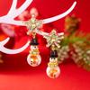 Rhinestone Snowman Earrings Snowflake Xmas Dangle Earrings Exquisite Christmas Earrings  Holiday