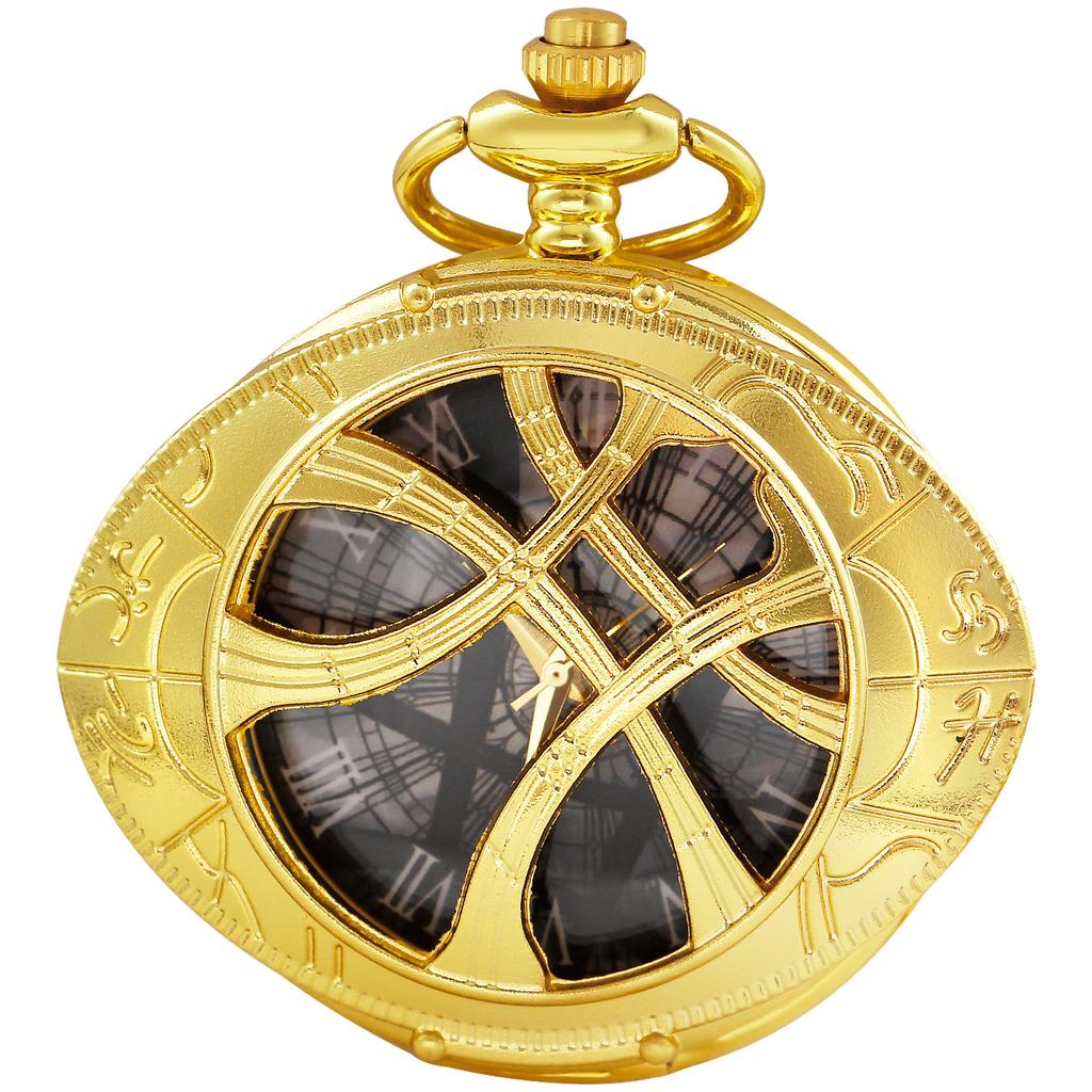 10pcs/lot Wholesale Vintage Bronze Eye Round Case Shape Quartz Pocket Watch Jewelry Pendant Necklace Chain Gifts for Men Women