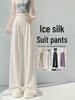 2026 Summer Women's High-Waist Ice Silk Wide-Leg Pants - Loose, Slimming Drape