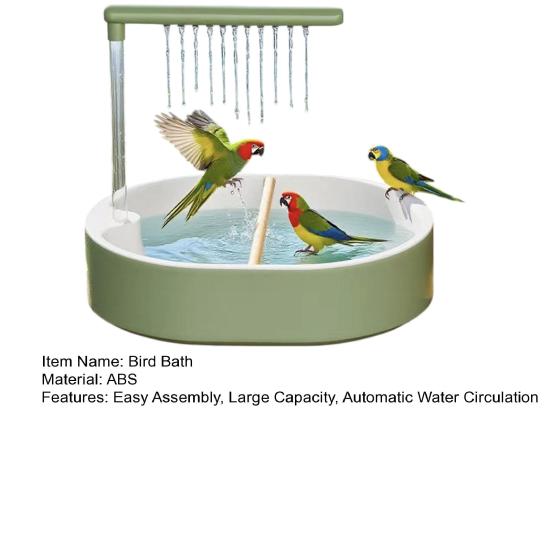 Automatic Bird Bath Parakeet Bath with Circulating Shower System Splash Guard Adjustable Flow Parrot Bath for Cockatiels Macaws Cage Accessory