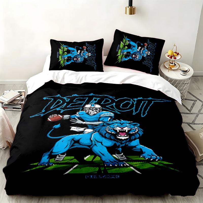 Detroit Lions 3pc set Perfect for bedroom use Comfortable bedding set includes a duvet cover and two pillowcases Ideal birthday or Christmas gift