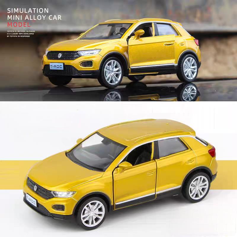 Volkswagen T-ROC SUV Simulation Diecast & Toy Vehicle Pull Back & Doors Open RMZ City 1:36 Alloy Car Model Gifts For Children