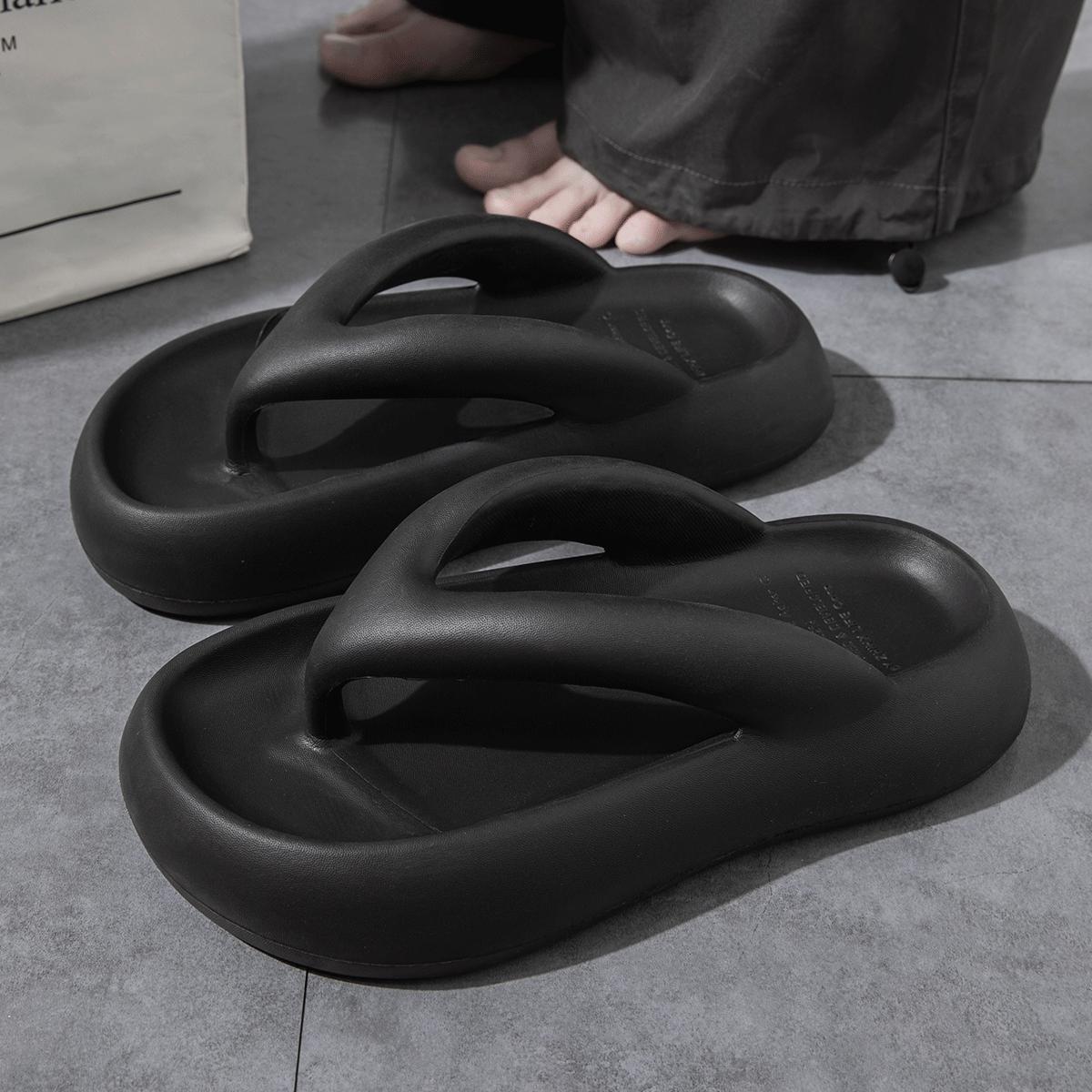 

Летние женские шлепанцы с толстой подошвой, пляжные тапочки на плоской платформе, модные легкие нескользящие сандалии для дома и улицы 38-39