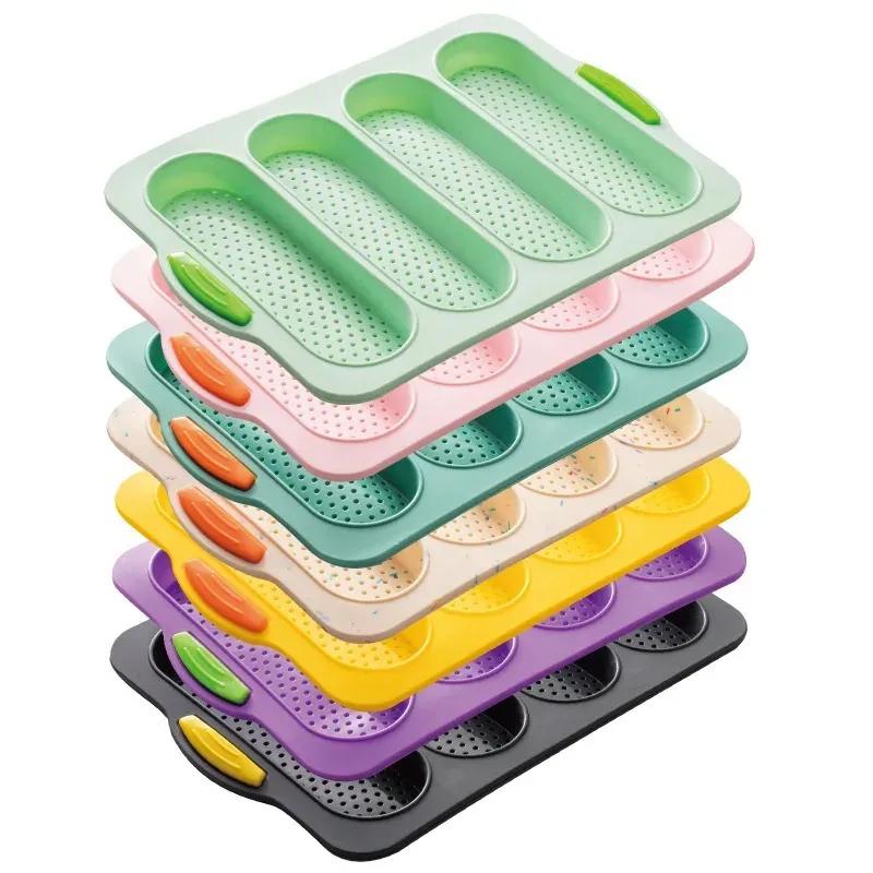 New 4-slot Open Silicone Bread Mold Non-Stick Bread Silicone Mould French Baguette Mold Baking Pans For Kitchen Baking Tool